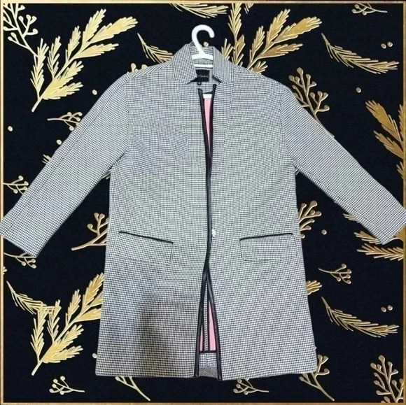 Houndstooth Leather trim Blazer Jacket. Size xsmall - Picture 2 of 10